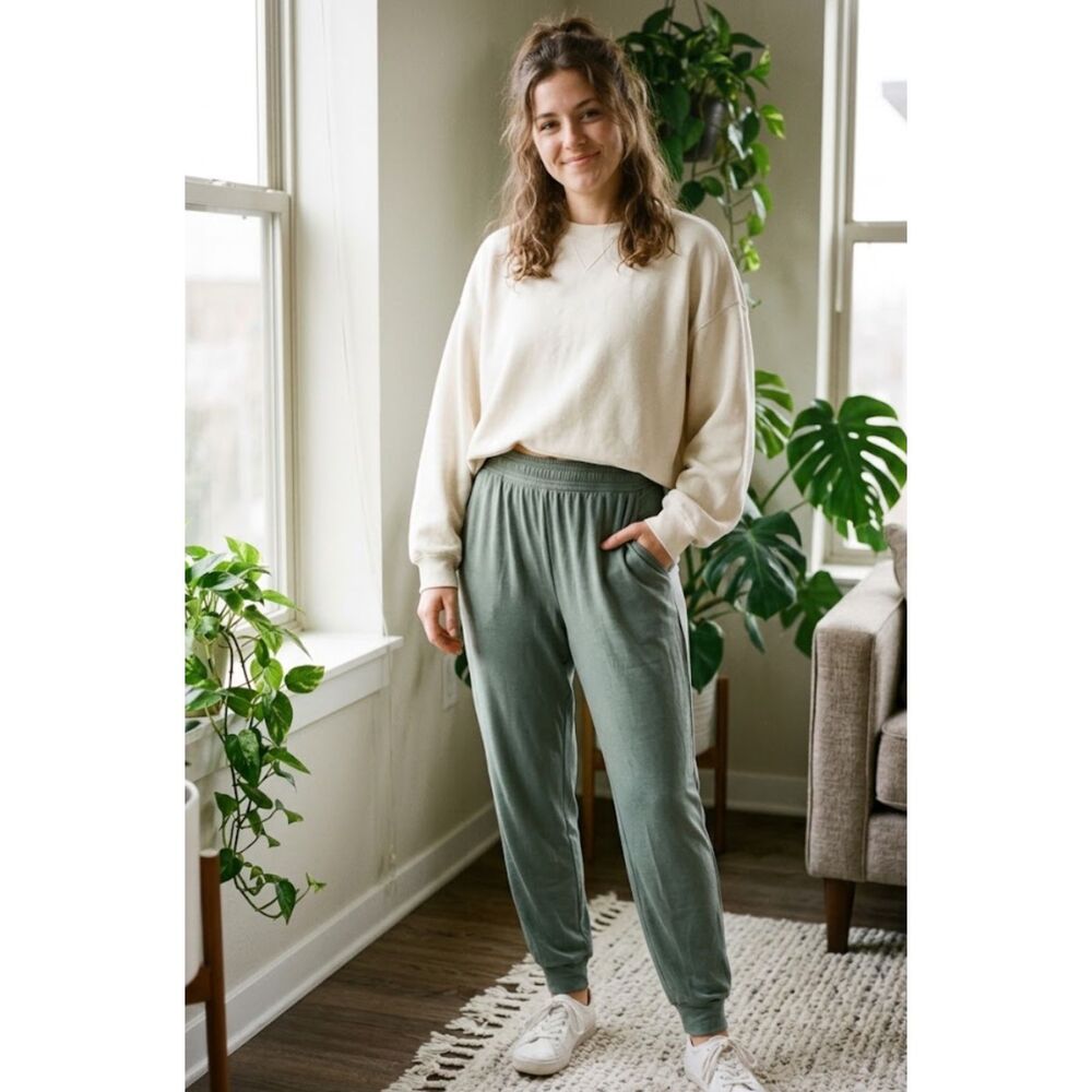 Eddie Bauer Ultra Soft Lounge Jogger Pants Green Women's Size Large